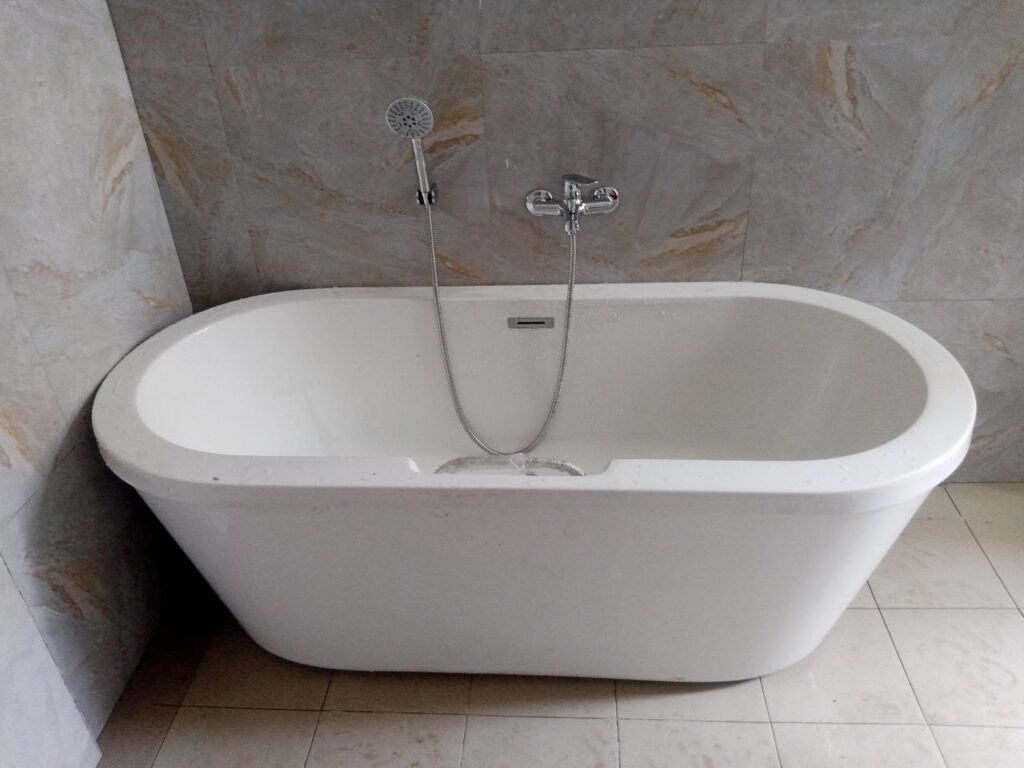 Luxury Freestanding Bathtub Installation in Varanasi | Plumber Ji 2 Freestanding Bathtub Installation Bathtub Installation Varanasi Luxury Bathroom Plumbing Bathroom Renovation Bathroom Fitting Modern Bathroom Residential Plumbing Commercial Plumbing Premium Bathroom Installation Plumber Near Me Best Plumber in Varanasi Plumber Ji Acrylic Bathtub Installation