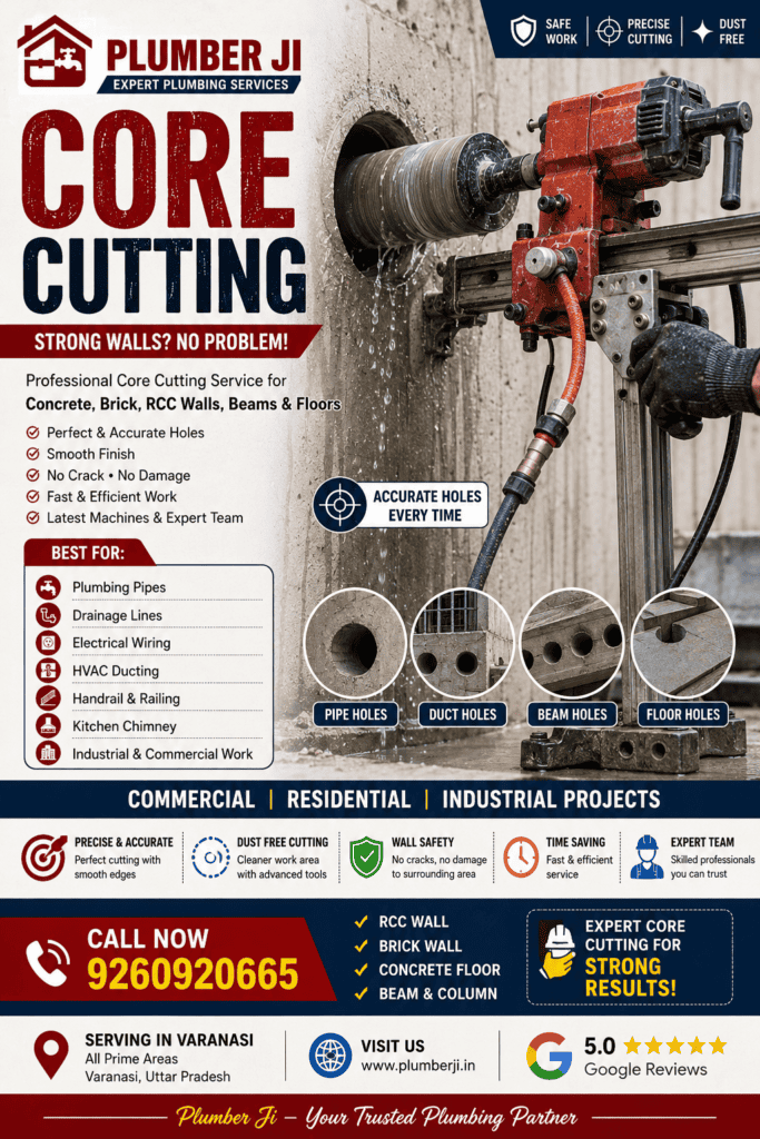 Core Cutting Services in Varanasi | RCC Wall & Concrete Core Drilling | Plumber Ji